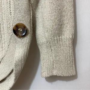 RD Style Knit Cotton Blend Cream Buttons Crew Neck Pullover Sweater Medium thumbnail 5