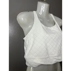 Nike Dri-FIT Sports Bra Womens Large White Diamond Knit Racerback Stretch thumbnail 2