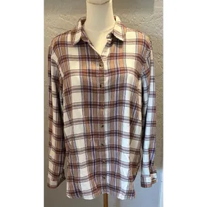 Jach's Girlfriend Tartan Plaid Flannel Shirt Women Med Button Up Outdoors Casual thumbnail 3