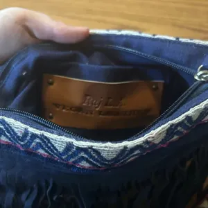 Raj Vegan Leather Navy Fringe Purse Crossbody Boho Western Woven Embroidered Bag thumbnail 4