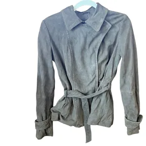 Gap Edition Dark Brown Genuine Leather Suede Belted Coat Jacket Small 854926-00 thumbnail 11