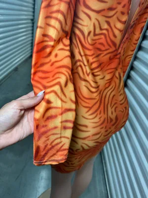 Orange Tiger Print Mini Dress 🐯 | DIY Sexy Tiger Halloween Costume thumbnail 6