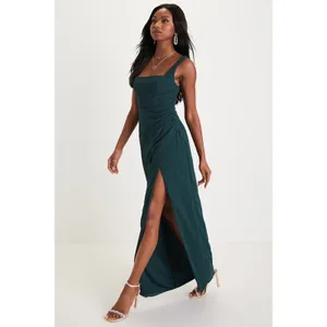 NWT Lulus Glamorous Disposition Emerald Green Ruched Maxi Dress Banquet Size XL thumbnail 3