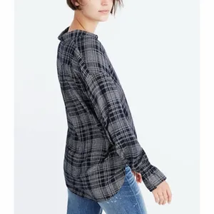 Madewell Black Gray Plaid Westward Bell Sleeve Wool Shirt Small thumbnail 8