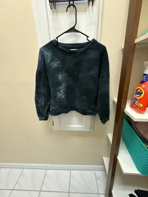 All Fenix Aryah Black Gray Tie Dye Cropped Crewneck Sweatshirt XS thumbnail 3