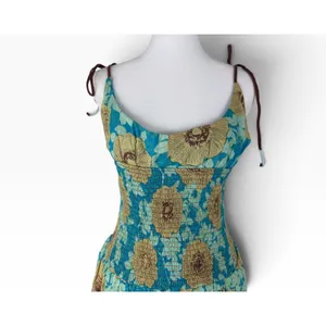 Free People Green Floral Tiered Midi Dress XL NWT Cotton Boho thumbnail 4