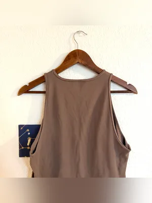 Abercrombie & Fitch Womens Bodysuit Taupe High Neck Sleeveless Ribbed Size XXL thumbnail 4