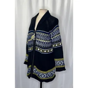 Anthropologie SPARROW Batley Fairisle Black Cardigan Sweater Fair Isle Large thumbnail 4