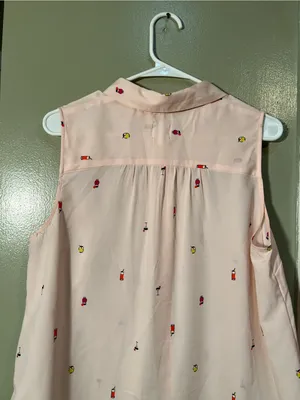 Workshop‎ Republic Women's Size Large Sleeveless Button Down Shirt Pink Cocktail thumbnail 7
