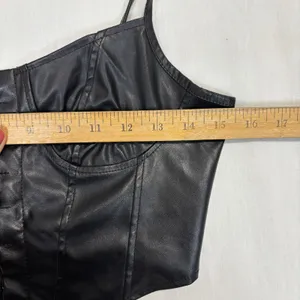 Corset Bustier Top Black‎ Faux Leather Hook Front Steampunk Punk Goth Sexy Sz S thumbnail 7