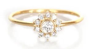 14k Gold Filled Micro Simulated Diamond Sunflower Ring‎ Size 7 thumbnail 1