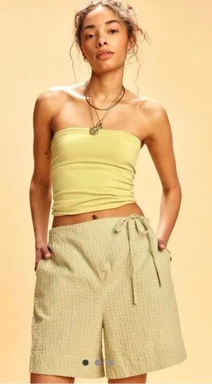 Free People Waffle Knit Sage Green Tie‎ Shorts Size XS thumbnail 1