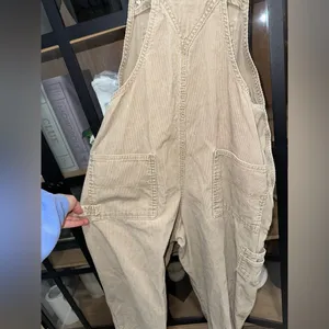 Vintage 2000 Old Navy Overalls corduroy khaki beige long adjustable y2k utility thumbnail 8
