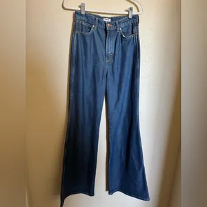 Wrangler Wanderer High‎ Rise Flare Jeans Size 28 x 34 Tall Dark Indigo 622 thumbnail 3