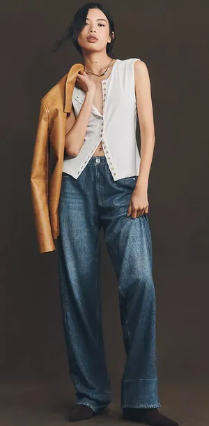 RAG & BONE Miramar Knit High Rise Wide Leg Jeans thumbnail 1
