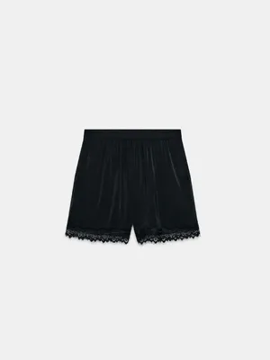 Nwt Zara Lace Trim Satin Shorts Size Xs thumbnail 7