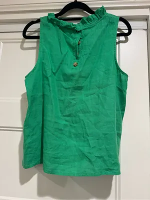 J.Crew Sleeveless Fleur 100% Linen Summer Top - Green thumbnail 4