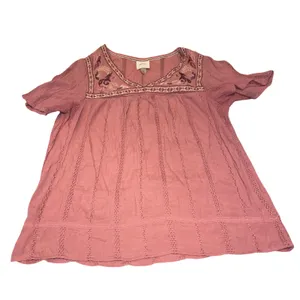 Knox Rose Peasant Top Women Size S Pink Embroidered Boho Cottagecore Blouse thumbnail 2