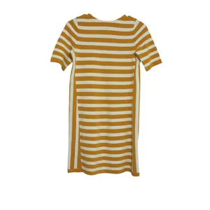 Ann Taylor Size XS Sheath Dress Mustard Yellow Striped Cotton‎ Knit Short Sleeve thumbnail 5