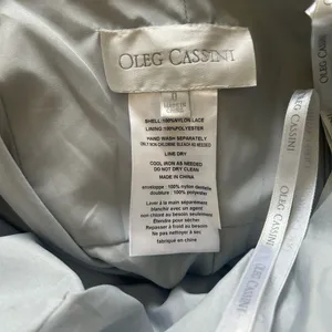 Embroidered Oleg Cassini Long Strapless Silver Dress thumbnail 8