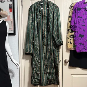 Vintage 90's Victoria's Secret Striped Robe Old Hollywood Glamour Regency Glam thumbnail 2