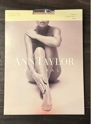 Ann Taylor Womens Small Hosiery Natural 2 Ultra Sheer Control Top Stockings NEW thumbnail 1