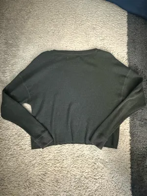 Abercrombie Dark Grey Long Sleeve Waffle Knit Henley thumbnail 3