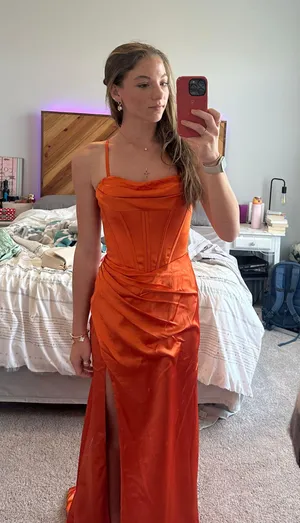 Amazon Orange Prom Dress thumbnail 2