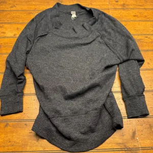 Free People We‎ The Free Charcoal Grey Slouchy Funnel Neck Thermal Top XS S thumbnail 1
