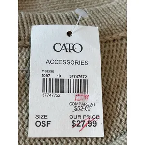Cato Poncho Tan Knit Fringed Hem Pullover Sweater One Size NWT thumbnail 9