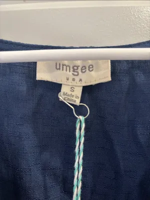 Umgee Embroidered Boho Dress Small Navy Floral Bell Sleeve Mini Dress thumbnail 2