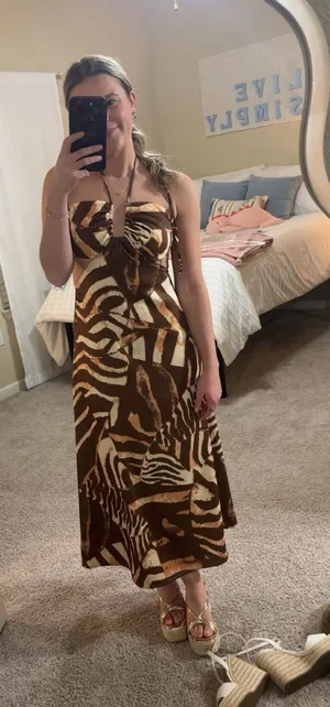 Animal print Maxi dress Brown thumbnail 1