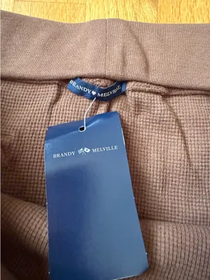 Brandy Melville Brown Waffle Skirt Adjustable Drawstring thumbnail 2