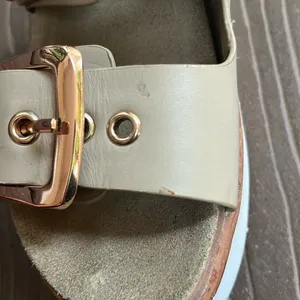 Steve Madden Leather Pate Double Strap Buckle Light Tan Slides thumbnail 8