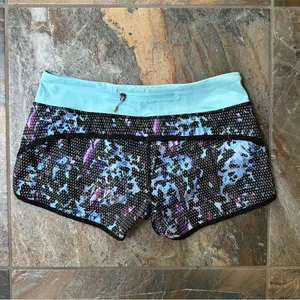Lululemon Run: Speed Short *4-way Stretch Floral Sport Tranquil Blue Size 6 thumbnail 3