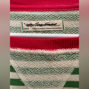 We The Free NWOT Free People Classic Striped Oversized Crewneck Green Top Size L thumbnail 3