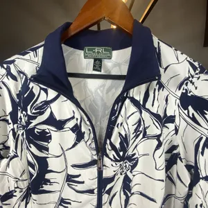 Lauren Ralph Lauren Full Zip Knit‎ Jacket Large Women Palm Print Country Club thumbnail 4
