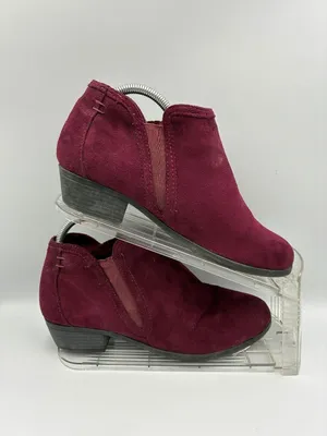 Maurices Womens Bridget Ankle Booties 8 Burgundy Slip-On Closed Toe Suede Casual thumbnail 8