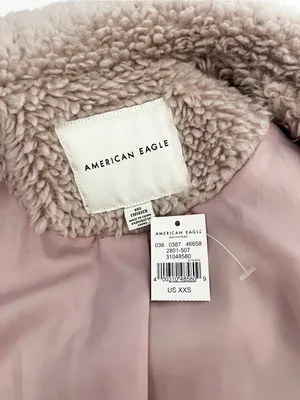 American Eagle Teddy Bear Sherpa Coat Lavender Marshmallow Size XXS Jacket Lined thumbnail 10