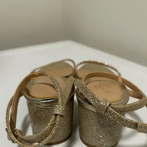 Jewel Badgley Mischka Danni II Block Heel Sandals Gold Silver Size 6 thumbnail 5