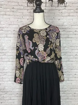Vintage Dark Bohemian Paisley Sheer Long Sleeve Top thumbnail 1