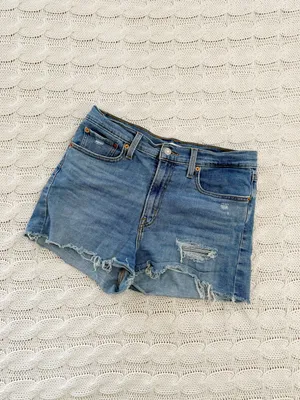 Levi's Light Blue Distressed High-Rise Jean Shorts thumbnail 2