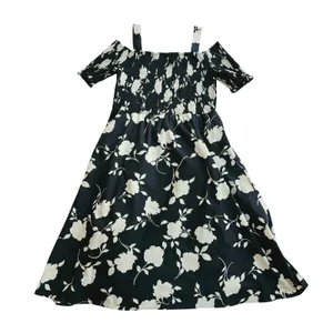 Soft Surroundings Black White Floral Smocked Cold Shoulder Midi Dress Size 2X thumbnail 2