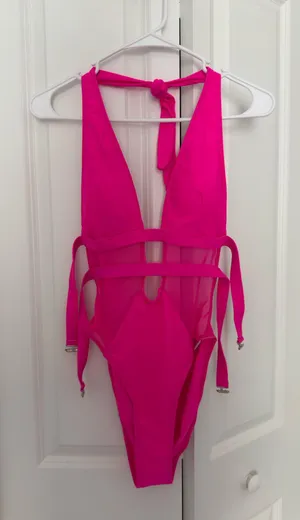Hot Pink Swimsuit One thumbnail 1
