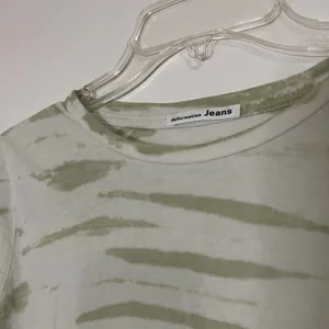 Reformation Jeans Green zebra stripe long sleeve lightweight cotton shirt Small thumbnail 2