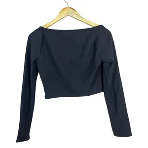 Abercrombie & Fitch Sweetheart Corset Solid Crop Top Black Long Sleeve Size S thumbnail 5