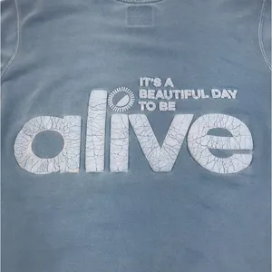 ALIVE Beautiful Day Crewneck Pullover Women M Sky Blue Unisex Oversize Stylish thumbnail 8