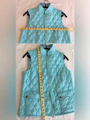 Appleseed's Women's Reversible Quilted Vest in Aqua Blue w/ Plaid Lining Size S thumbnail 3