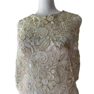 Endless Rose Sheer Cream Lace & Shiny Gold Tank Top thumbnail 4