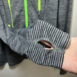Lukka Hooded Athletic Full Zip Jacket Gray Black Stripes Pockets Thumb Holes XL thumbnail 5